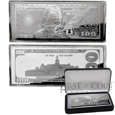 USA 2017 Silver $100 Bill Note Franklin Bar 4 oz