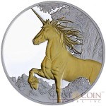 Tokelau Unicorn $5 Creatures of Myth & Legend Gilded Silver Coin Year of the Horse Proof 1 oz 2014