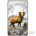 Cook Islands Aries $1 Zodiac Signs series Colored Silver Rectangular coin Proof 2014