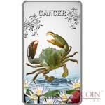 Cook Islands Cancer $1 Zodiac Signs series Colored Silver Rectangular coin Proof 2014
