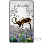 Cook Islands Capricorn $1 Zodiac Signs series Colored Silver Rectangular coin Proof 2014