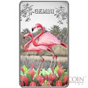 Cook Islands Gemini $1 Zodiac Signs series Colored Silver Rectangular coin Proof 2014