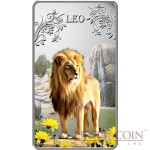 Cook Islands Leo $1 Zodiac Signs series Colored Silver Rectangular coin Proof 2014