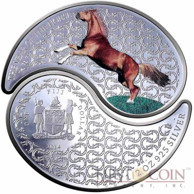 Fiji YEAR OF THE HORSE $2 Series LUNAR CHINESEE CALENDAR 2014 Two Silver Coin set Proof 1.08 oz