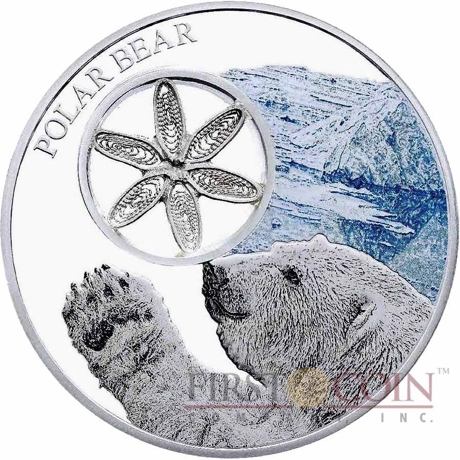 Tokelau POLAR BEAR SNOWFLAKE 1 Silver Coin Filigree element