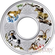 Tokelau YEAR OF THE GOAT ELEMENTAL GOATS $10 Silver Coin 2015 Proof 2 oz