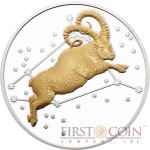 Tokelau ARIES $5 Creatures of Myth & Legend series Silver Coin Year of the Goat Gilded Proof 1 oz 2015