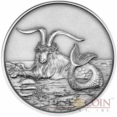 Tokelau Capricornus $5 Creatures of Myth & Legend series Silver Coin Year of the Goat Antique Finish 1 oz 2015