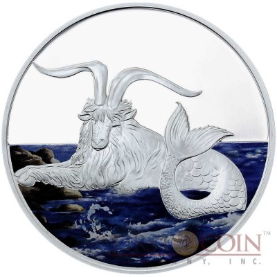 Tokelau Capricornus $5 Creatures of Myth & Legend series Silver Coin Year of the Goat Colored Proof 1 oz 2015