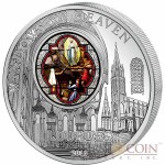 Cook Islands Upper Church of Lourdes $10 Windows of Heaven Silver Coin Colored Window Proof-like ~1.6 oz  2013