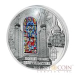 Cook Islands Sacre-Coeur $10 Windows of Heaven Silver Coin Colored Window Proof-like ~1.6 oz  2014