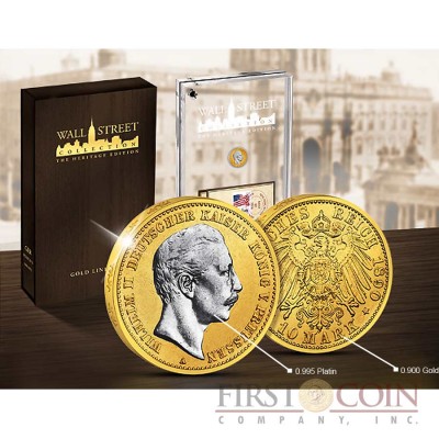 German Empire Wall Street Heritage Series Gold Edition Emperor Wilhelm II 10 Marks Platinum application 1890-1913