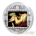 Cook Islands Rubens Leda and the Swan $20 Masterpieces of Art Silver Coin Swarovski Crystals Proof 3 oz  2014