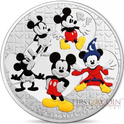 France DISNEY MICKEY MOUSE THROUGH THE AGES €50 Euro Silver Coin 2016 Proof 5 oz