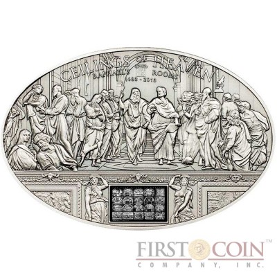 Cook Islands RAPHAEL ROOMS $5 Ceilings of Heaven series Innovative NANO CHIP Silver coin Antique finish High relief  2013