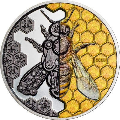 Mongolia 3 oz MECHANICAL BEE series CLOCKWORK EVOLUTION 2000 Togrog Silver Coin 2020