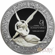 Palau CUPID AND PSYCHE Antonio Canova series ETERNAL SCULPTURES $10 Silver Coin High Relief Smartminting Technology Special Black Proof Finish 2016 Marble effect 2 oz