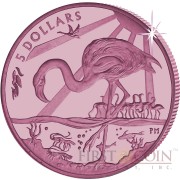 British Virgin Islands PINK FLAMINGO series TITANIUM $5 Pink Titanium coin 2015