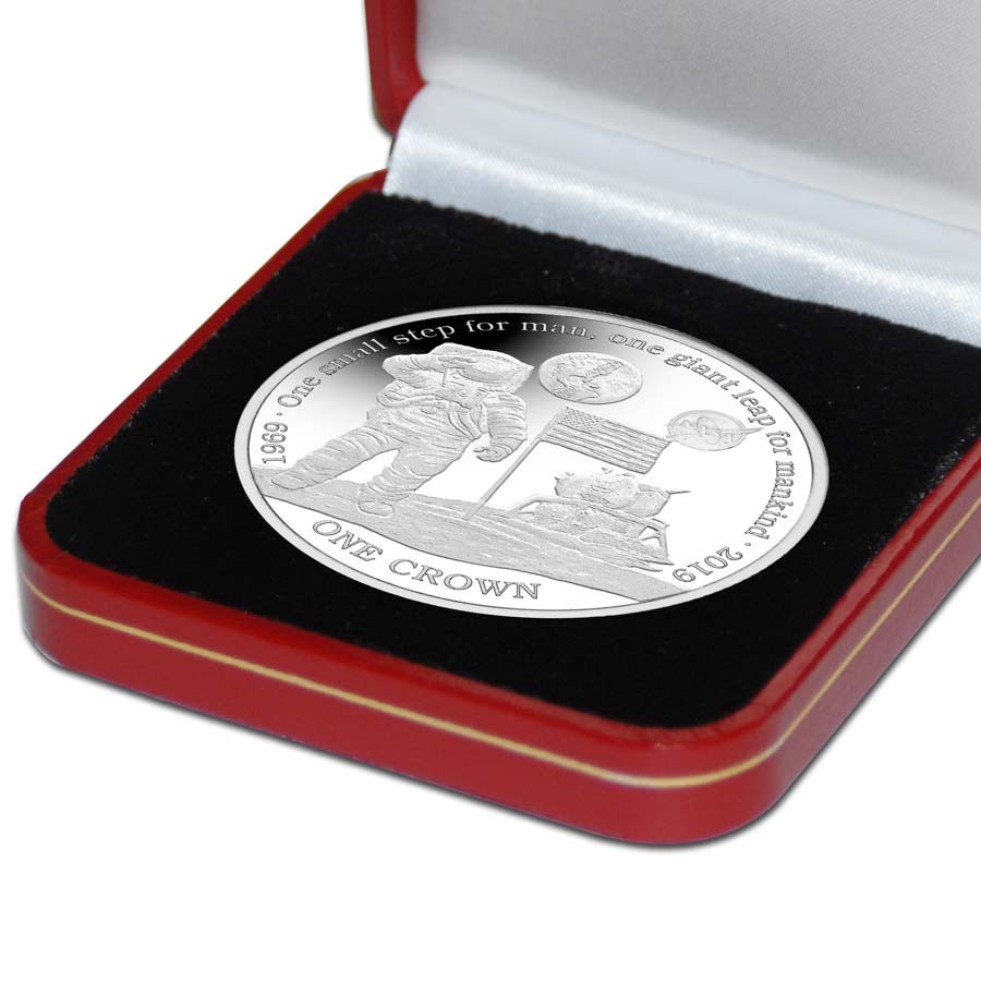 Ascension Island NASA Official Coin 50th ANNIVERSARY Apollo-11 FIRST MAN ON THE MOON 1 Crown Titanium Coin 2019