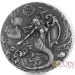 British Indian Ocean Territory THE SIREN series FAMOUS MYTHICAL CREATURES £4 Silver Coin 2018 Antique finish High relief 2 oz