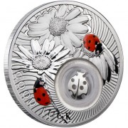 Niue Island LADYBIRD Series LUCKY COINS Silver Coin Proof $1 Silver filigree element insert 2011 