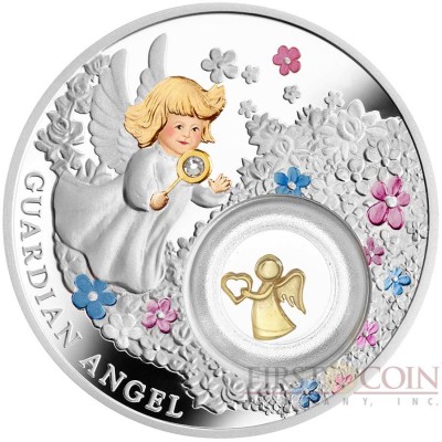 Niue Island GUARDIAN ANGEL $2 Silver Coin 2018 Gold-plated elements Proof