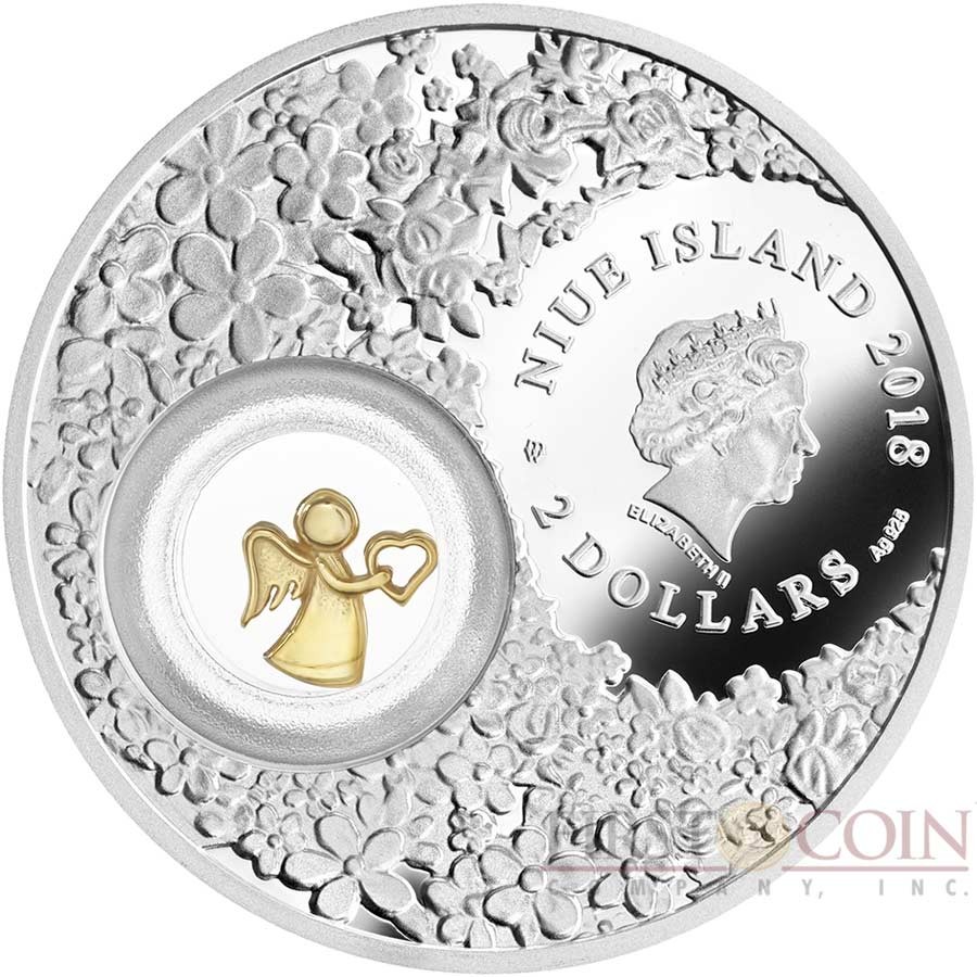 Niue Island GUARDIAN ANGEL 2 Silver Coin 2018 Gold plated