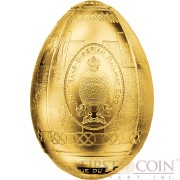 Republic of Cameroon 3D TRANS-SIBERIAN RAILWAY EGG IMPERIAL FABERGE EGGS Silver coin 5000 Francs 2016 Gold plated Egg shape 7 oz