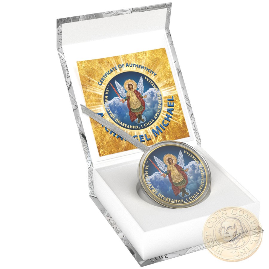 Ukraine HEAVEN ANGEL ARCHANGEL MICHAEL series CHRISTIANITY THEMATIC DESIGN ₴1 Hryvnia 2015 Silver Coin 24K Yellow Gold plated 1 oz