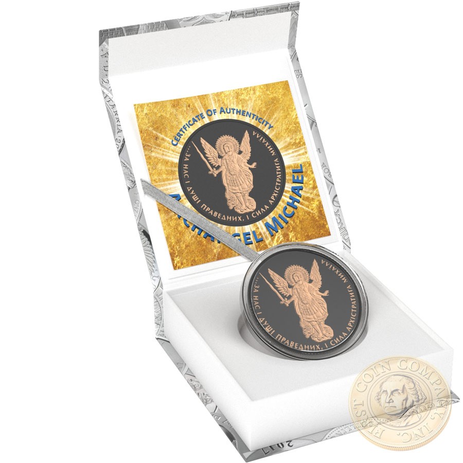 Ukraine SAINT WANDERING THE NIGHT ARCHANGEL MICHAEL series CHRISTIANITY THEMATIC DESIGN ₴1 Hryvnia 2015 Silver Coin Black Ruthenium plated 1 oz