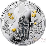 Niue Island WEDDING ANNIVERSARY $1 Silver Coin 2018 Gold plated Proof-Antique finish