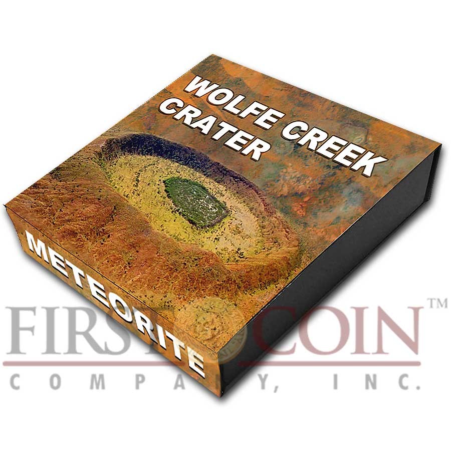 Niue Island WOLFE CREEK series METEORITE CRATER Silver coin $1 Antique finish 2015 Wavy Ultra High Relief with Real Meteorite Stone 1 oz