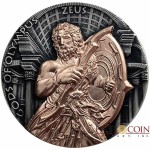 Niue Island ZEUS series GODS OF OLYMPUS $5 Silver Coin 2017 Antique finish Ultra High Relief Rose Gold plated 2 oz