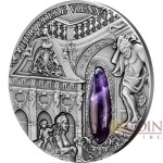 Niue Island BELVEDERE VIENNA Silver coin WINTER PALACE Series $2 Amethyst Inlay 2015 Ultra High Relief Antique finish 2 oz