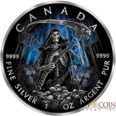Canada GRIM REAPER series ARMAGEDDON $5 Canadian Maple Leaf Silver coin 2016 Black Ruthenium 1 oz