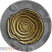 Niue Island NUMMULITES Series EVOLUTION OF EARTH Silver Coin $2 Ruthenium and Gold plated 2017 Ultra High Relief 2 oz