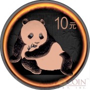 China ECLIPSE OF THE SUN CHINESE PANDA 2015 Silver Coin ¥10 Yuan Black Ruthenium & Rose Gold Plated 1 oz