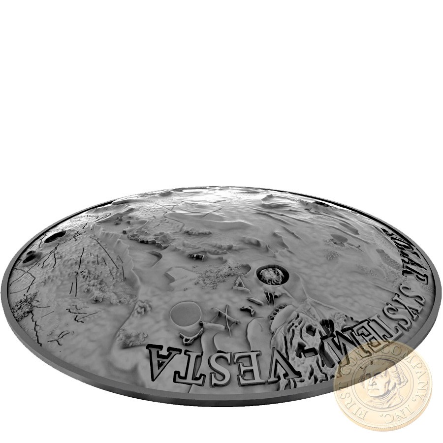 Niue Island VESTA series SOLAR SYSTEM $1 Silver coin 2018 Ultra High Relief Real NWA 4664 Meteorite Antique finish Concave Convex shape 1 oz