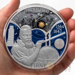 Russia Galileo Galilei 450-th Anniversary 25 Rubles Gilded Metallic Colored Silver Coin Swarovski Crystals 2014 Proof 5 oz