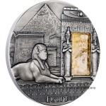 Niue Island EGYPT series IMPERIAL ART Silver coin $2 High Relief Antique finish 2015 Citrine inlay 2 oz