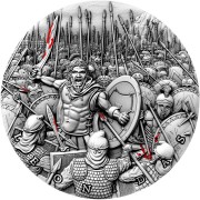 Niue Island LEONIDAS - KING OF 300 SPARTAN series GREAT COMMANDERS Silver Coin $5 Antique finish 2019 Ultra High Relief 2 oz