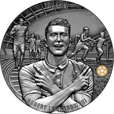 Niue Island TALENT Robert Lewandowski The Way To The Dreams Silver Coin $50 Antique finish 2022 Ultra High Relief 3D ball 1 Kg Kilo / 32 oz