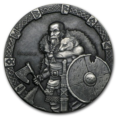 Niue Island RAGNAR series VIKING $2 Silver Coin Antique finish 2015 High relief 2 oz