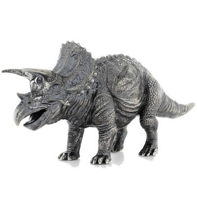 TRICERATOPS series THE LOST WORLD 3D Solid Silver Statue Antique finish 8.7 oz