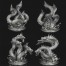 DRAGON HYDRA MYTHICAL SEA SNAKE MONSTER 3D Solid Silver Statue Antique finish 8.7 oz