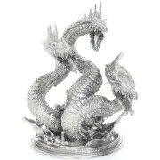 DRAGON HYDRA MYTHICAL SEA SNAKE MONSTER 3D Solid Silver Statue Antique finish 8.7 oz