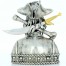 SILVERBEARD THE PIRATE 3D Solid Silver Statue Antique finish Removable Gold and Rhodium plated sword 12.9 oz