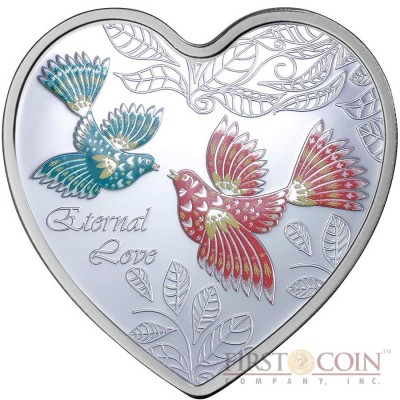 Cook Islands ETERNAL LOVE $1 Silver Coin 2013 Heart shape PROOF