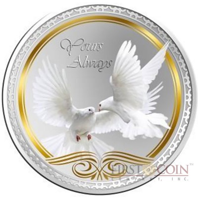 Tokelau YOURS ALWAYS DOVES $5 Silver Coin 2014 PROOF