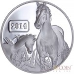 Tokelau Year of the Horse Series Lunar Family $5 Silver Coin 2014 Proof 1 oz